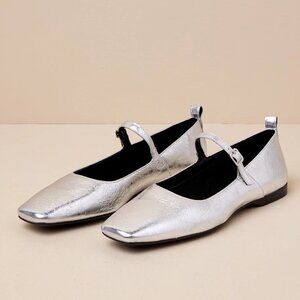 Vagabond Delia Silver Patent Leather Buckle Ballet Flats